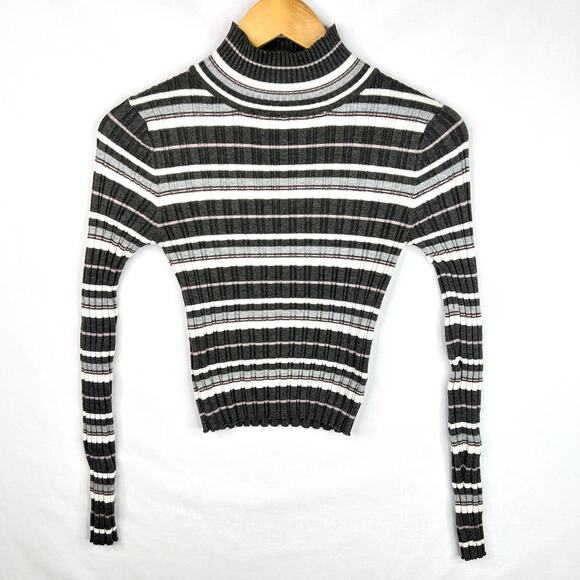 Pink Republic Ribbed Stripe Crop Turtleneck Small - Picture 3 of 7